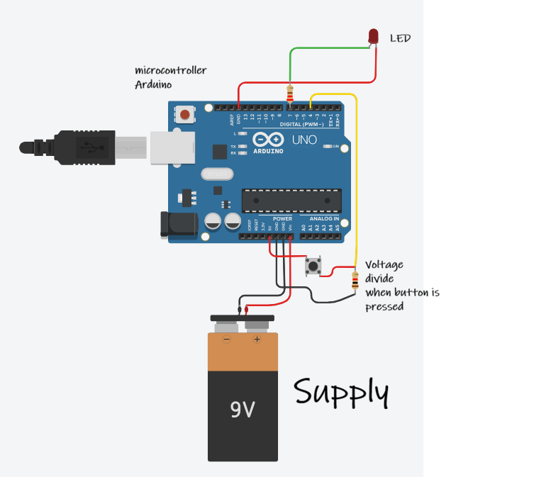 Labelled circuit in Tinkercad